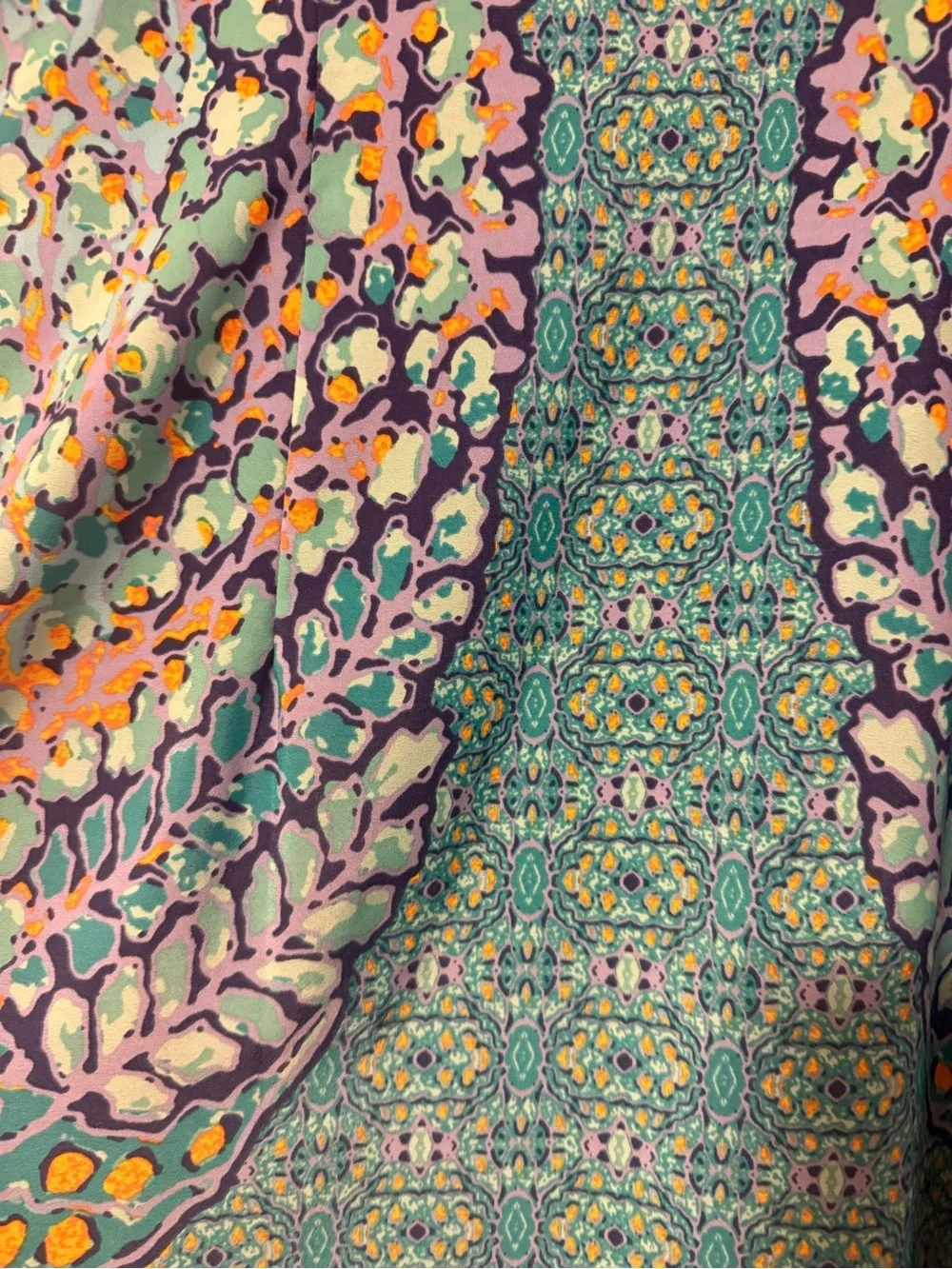 Isaac Mizrahi Teal Blue Printed V-Neck Mini Dress